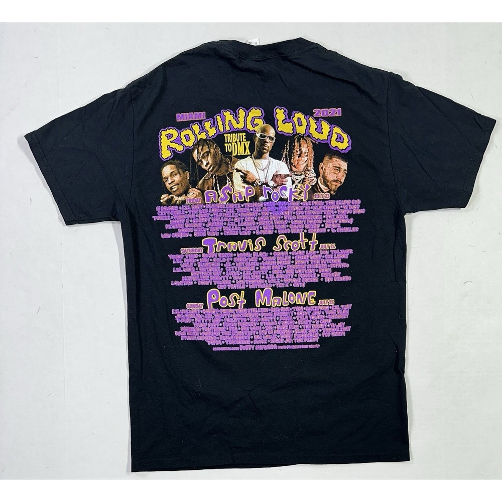 Rolling Loud Miami 2021 T-Shirt Size S A$AP Rocky Travis Scott Post Malone DMX - Picture 1 of 6
